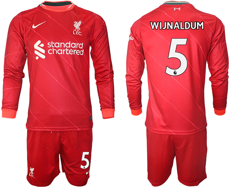 Men 2021-2022 Club Liverpool home red Long Sleeve #5 Soccer Jersey->liverpool jersey->Soccer Club Jersey